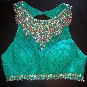 Teal two piece Rachel Allan size 0